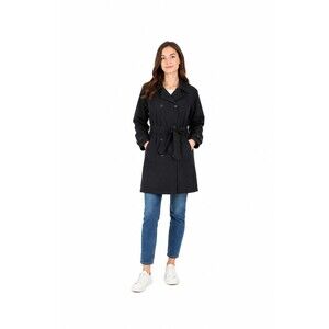 Eddie Bauer Belted Black Lightweight Trench Coat Jacket Womens XS